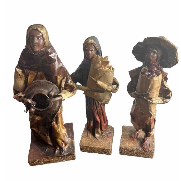 Lot Of 3- VINTAGE ANTIQUE PAPER MACHE MEXICAN DOLLS FIGURES - Folk Art - Picture 13 of 16